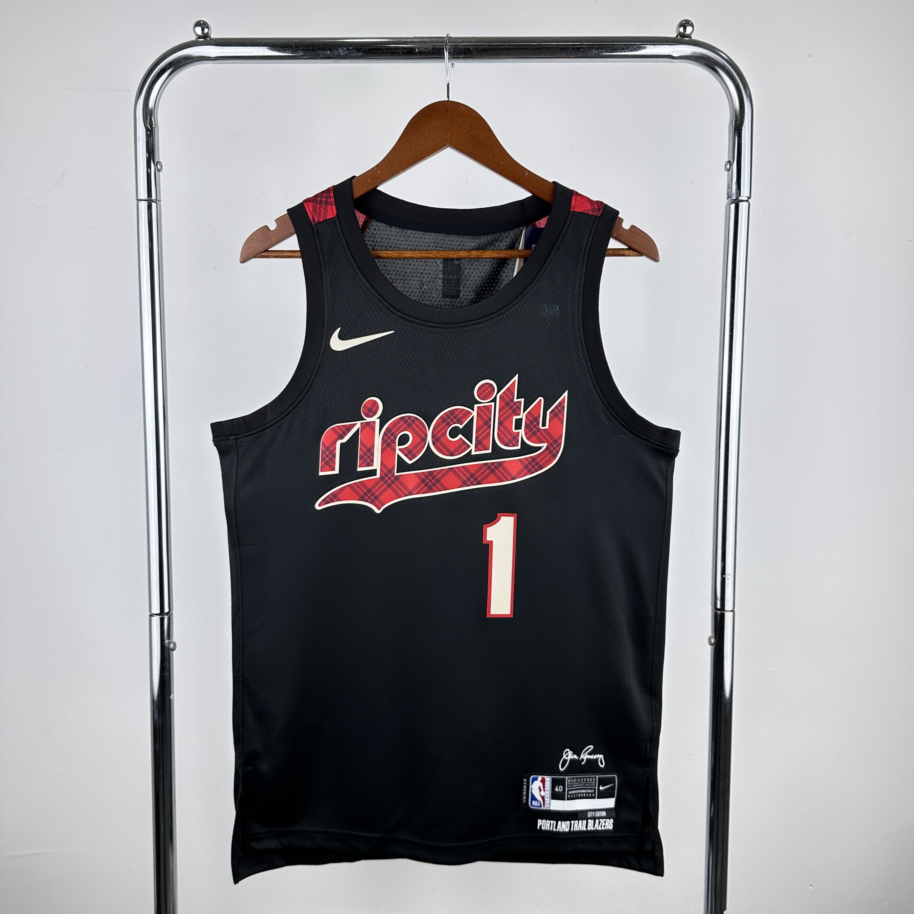 Men Portland Trail Blazers #1 Simmons Black City Edition Nike 2024 NBA Jersey->phoenix suns->NBA Jersey